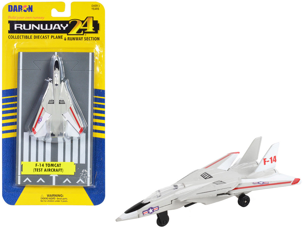 Grumman F-14 Tomcat Fighter Aircraft Gray with Red Stripes "United States Navy Test Aircraft" with Runway Section Diecast Model Airplane by Runway24 LuxuryLifeWay Online Store