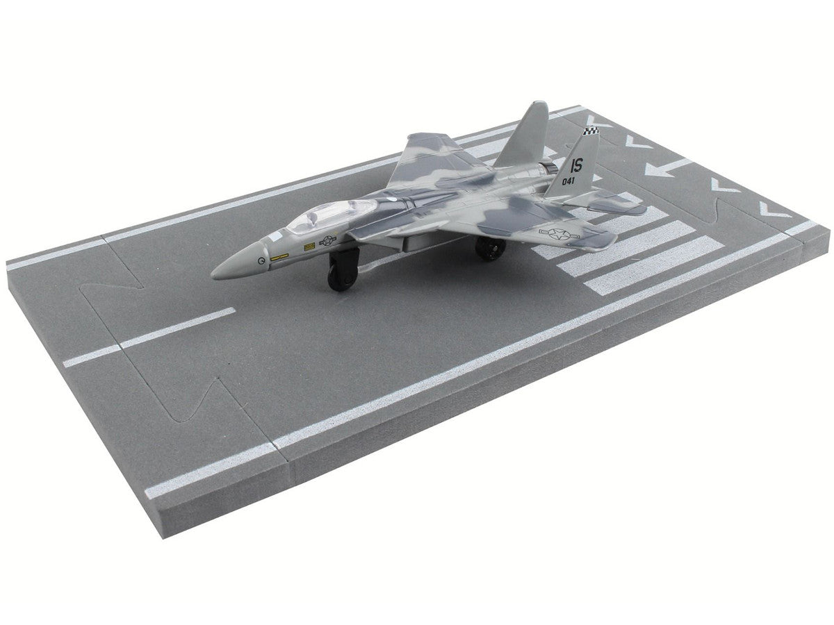 McDonnell Douglas F-15 Eagle Fighter Aircraft Gray Camouflage "United States Air Force" with Runway Section Diecast Model Airplane by Runway24 LuxuryLifeWay Online Store