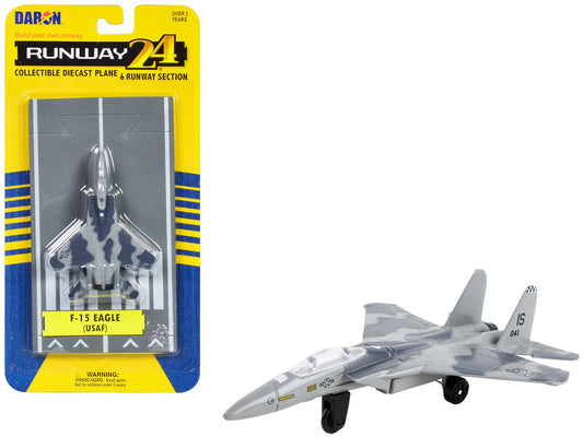 McDonnell Douglas F-15 Eagle Fighter Aircraft Gray Camouflage "United States Air Force" with Runway Section Diecast Model Airplane by Runway24 LuxuryLifeWay Online Store