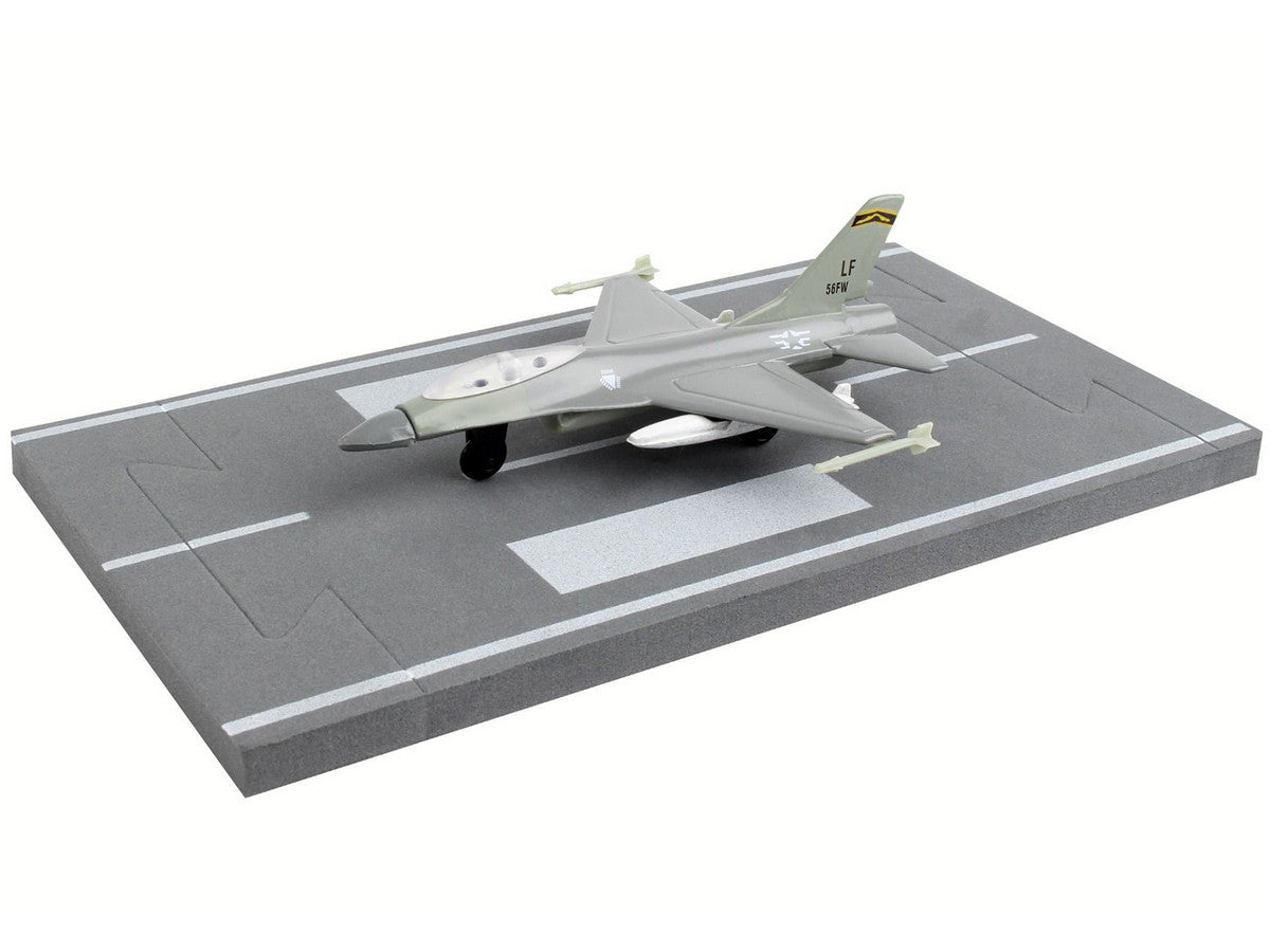 General Dynamics F-16 Fighting Falcon Fighter Aircraft Gray "United States Air Force" with Runway Section Diecast Model Airplane by Runway24 LuxuryLifeWay Online Store