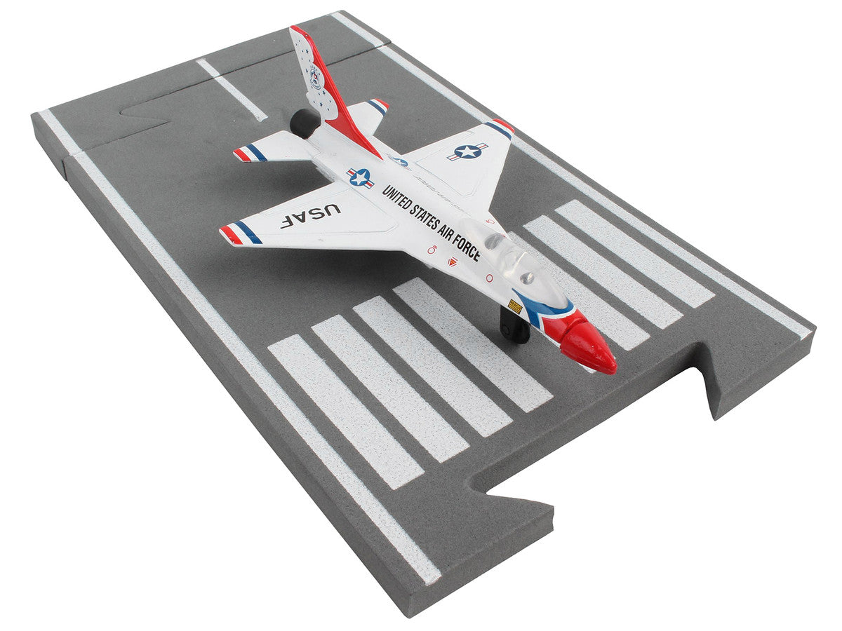 General Dynamics F-16 Fighting Falcon Fighter Aircraft White "United States Air Force Thunderbirds" with Runway Section Diecast Model Airplane by Runway24 LuxuryLifeWay Online Store