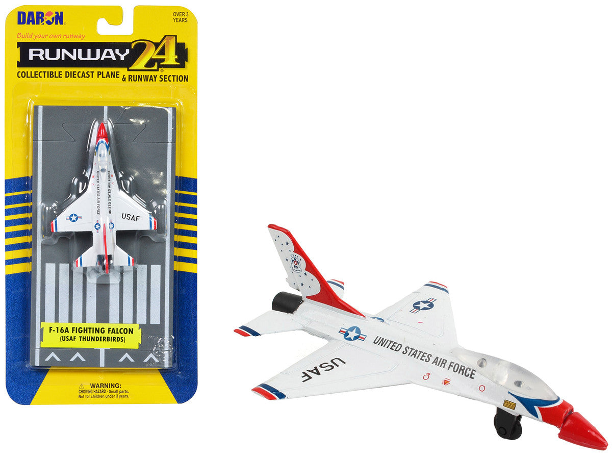 General Dynamics F-16 Fighting Falcon Fighter Aircraft White "United States Air Force Thunderbirds" with Runway Section Diecast Model Airplane by Runway24 LuxuryLifeWay Online Store
