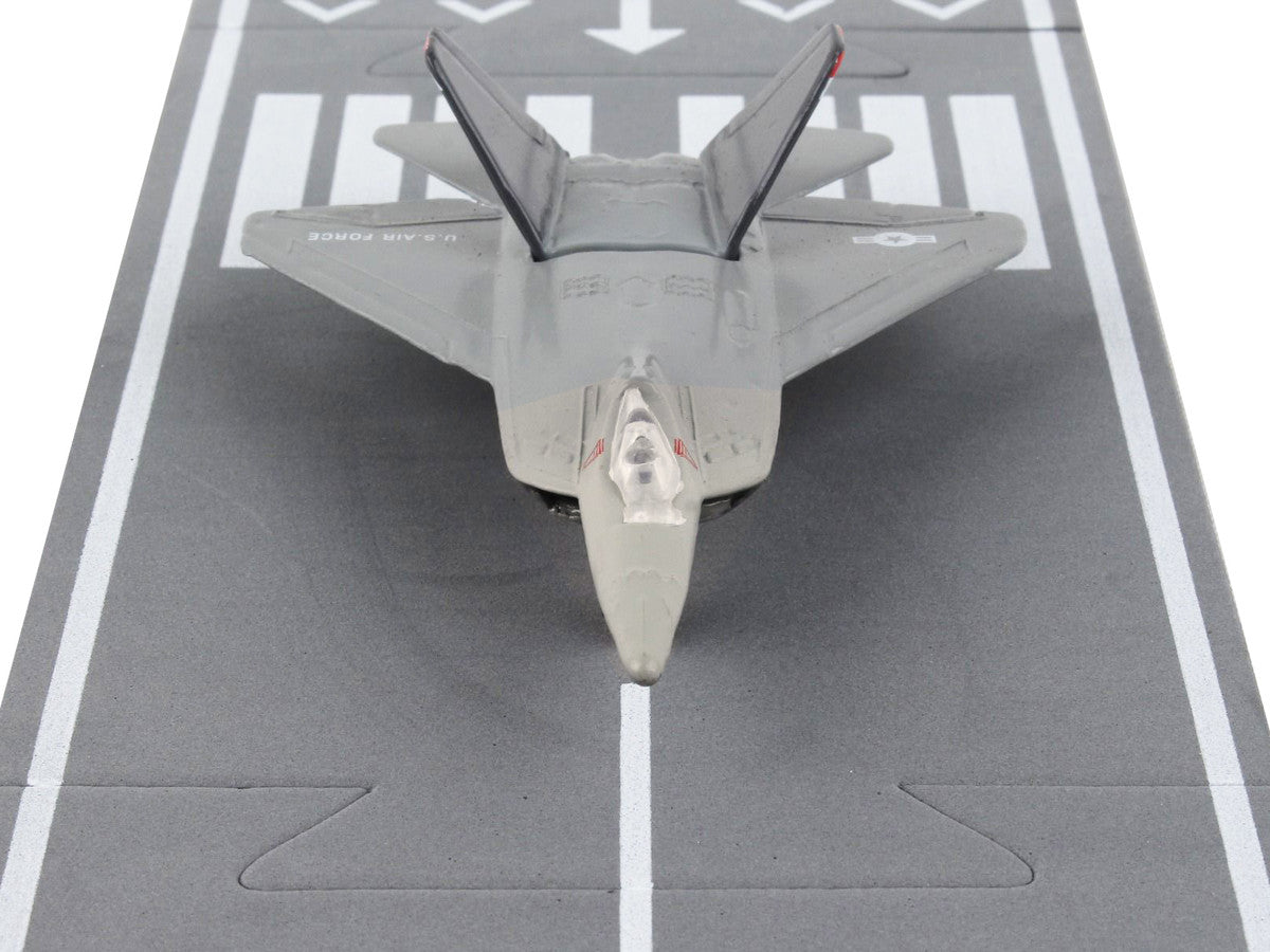 Lockheed Martin F-22 Raptor Stealth Aircraft Gray "United States Air Force YF-22" with Runway Section Diecast Model Airplane by Runway24 LuxuryLifeWay Online Store