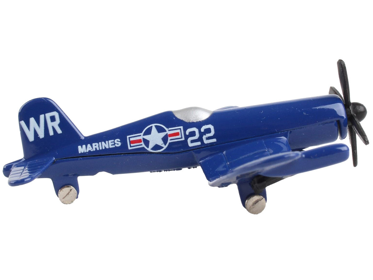Vought F4U Corsair Fighter Aircraft Blue "United States Marine Corps" with Runway Section Diecast Model Airplane by Runway24 LuxuryLifeWay Online Store