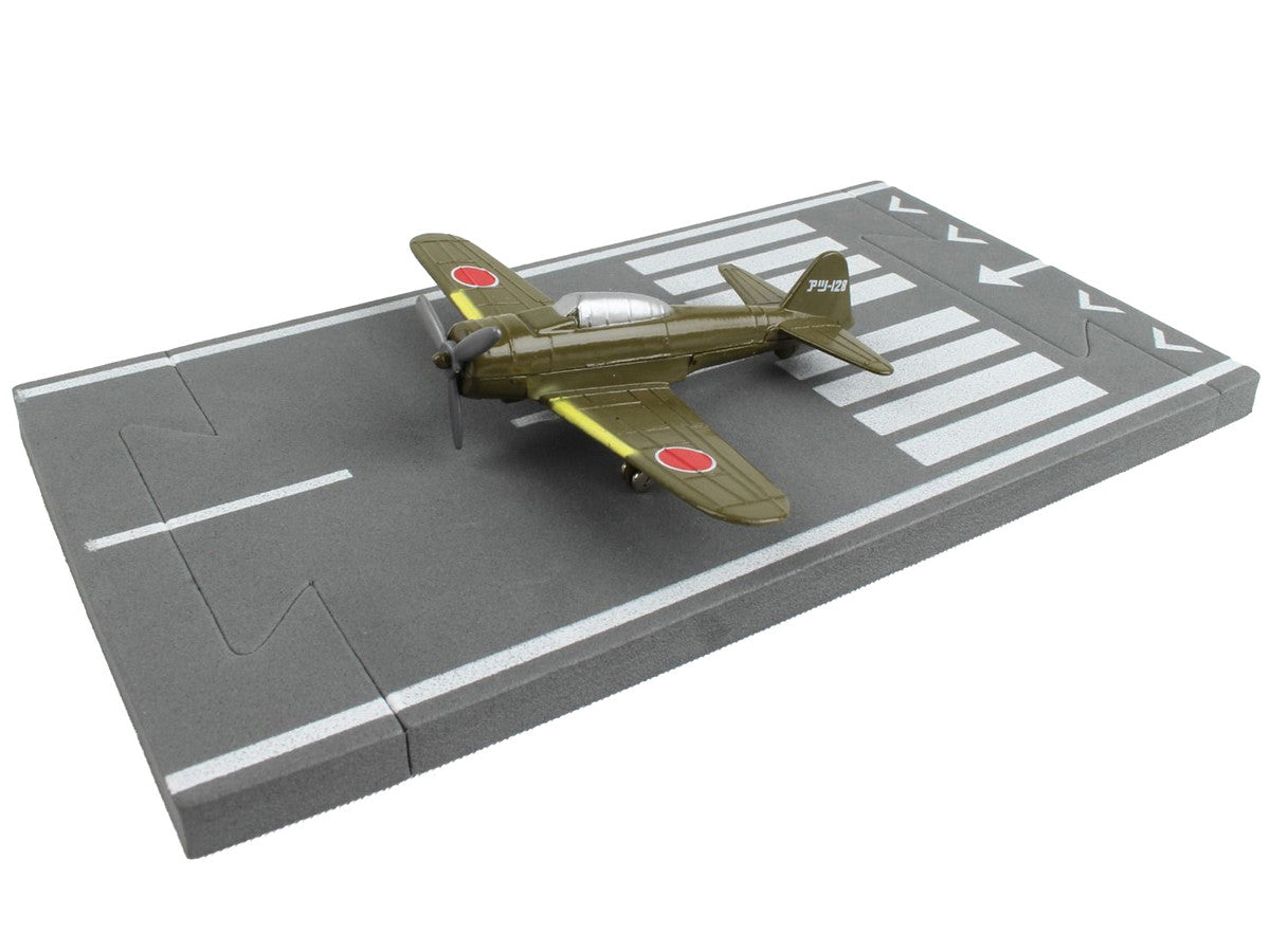 Mitsubishi A6M Zero Fighter Aircraft Green "Imperial Japanese Navy Air Service" with Runway Section Diecast Model Airplane by Runway24 LuxuryLifeWay Online Store
