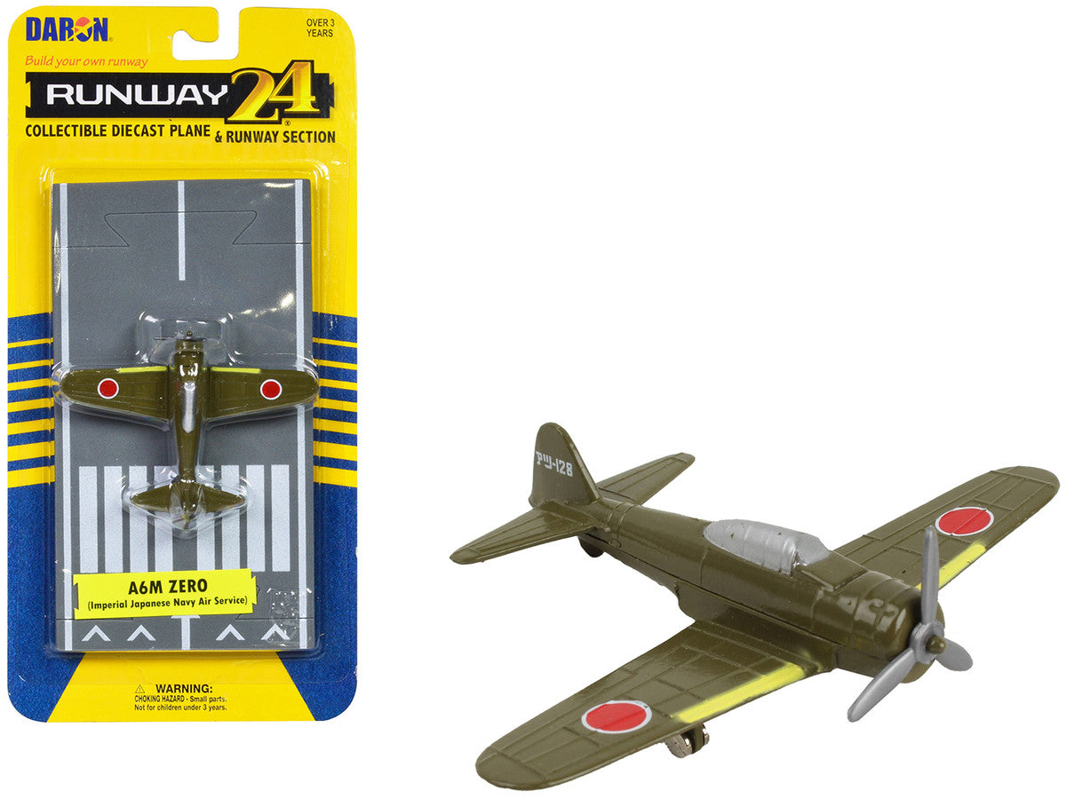Mitsubishi A6M Zero Fighter Aircraft Green "Imperial Japanese Navy Air Service" with Runway Section Diecast Model Airplane by Runway24 LuxuryLifeWay Online Store