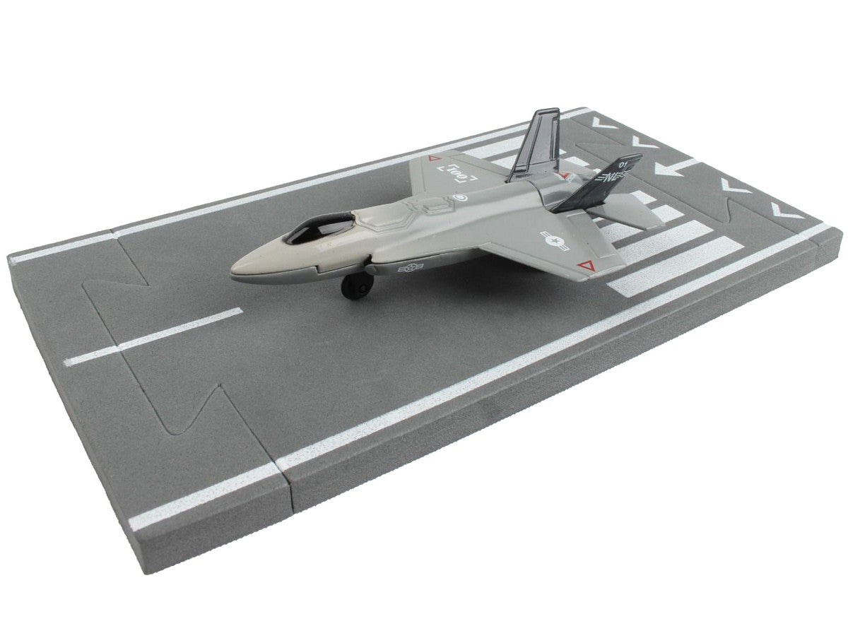 Lockheed Martin F-35 Lightning II Aircraft Gray "Joint Strike Fighter" with Runway Section Diecast Model Airplane by Runway24 LuxuryLifeWay Online Store