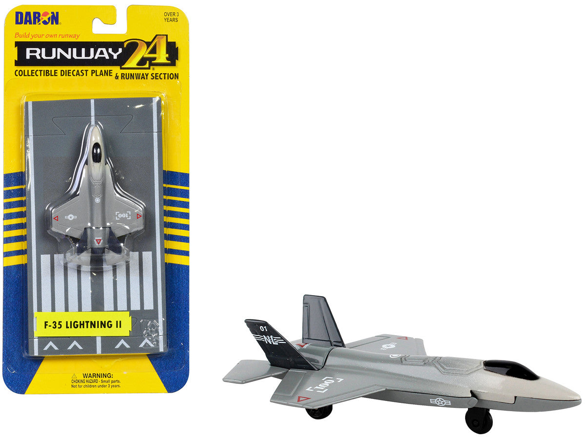 Lockheed Martin F-35 Lightning II Aircraft Gray "Joint Strike Fighter" with Runway Section Diecast Model Airplane by Runway24 LuxuryLifeWay Online Store