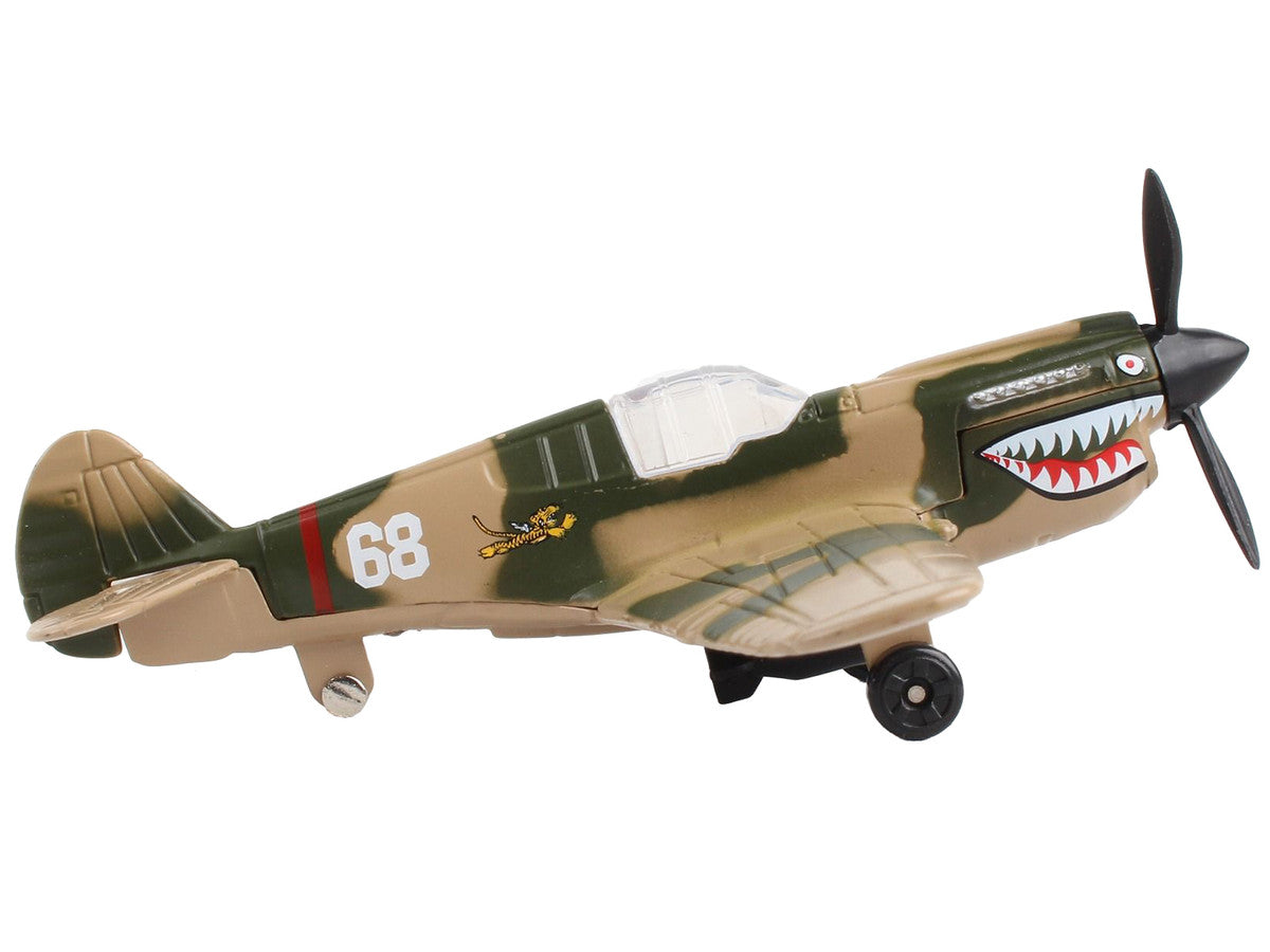 Curtiss P-40 Warhawk Fighter Aircraft Camouflage "Flying Tigers-First American Volunteer Group" with Runway Section Diecast Model Airplane by Runway24 LuxuryLifeWay Online Store