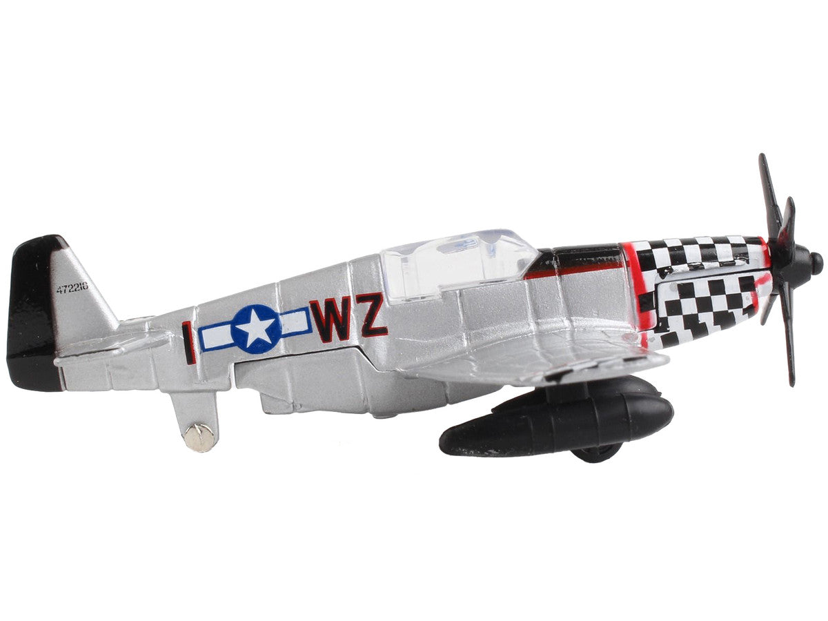 North American P-51 Mustang Fighter Aircraft Silver Metallic "United States Army Air Force" with Runway Section Diecast Model Airplane by Runway24 LuxuryLifeWay Online Store