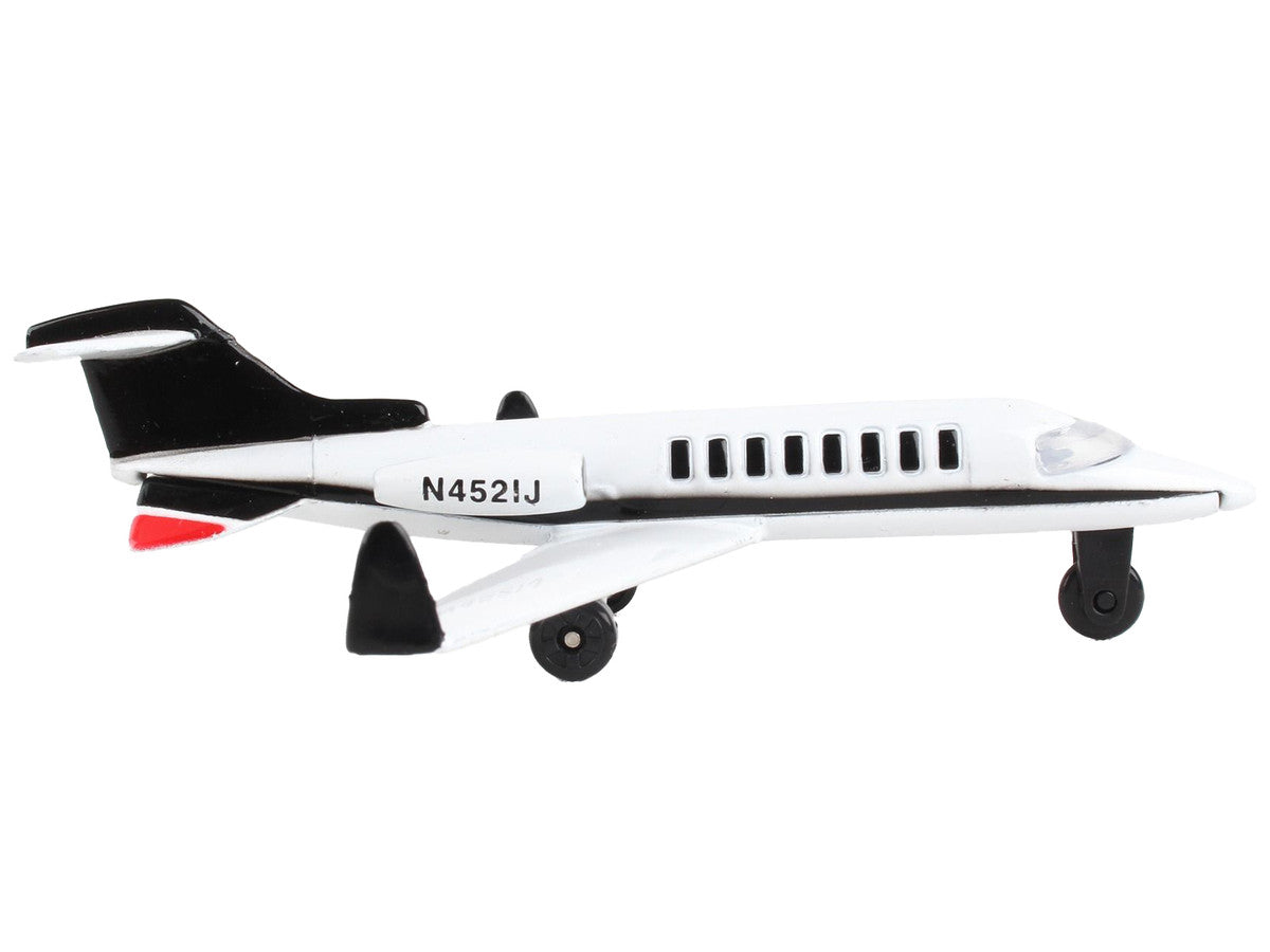 Private Jet Commercial Aircraft White with Black Tail "N452IJ" with Runway Section Diecast Model Airplane by Runway24 LuxuryLifeWay Online Store