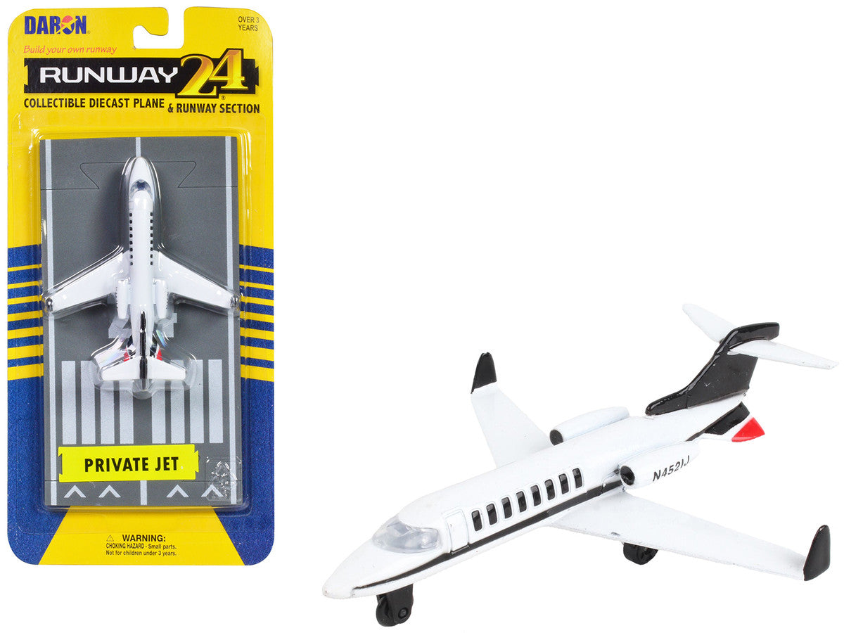 Private Jet Commercial Aircraft White with Black Tail "N452IJ" with Runway Section Diecast Model Airplane by Runway24 LuxuryLifeWay Online Store
