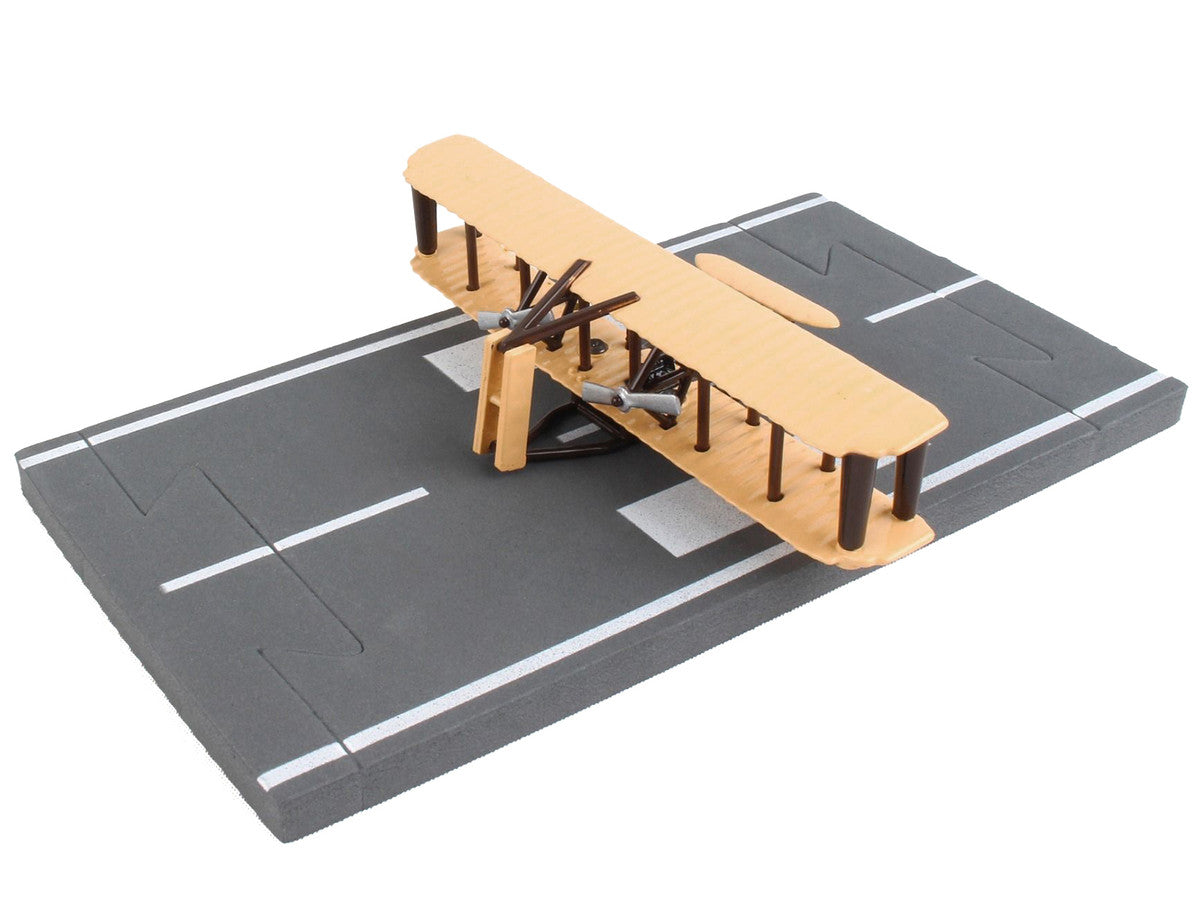 Wright Flyer Biplane Aircraft Beige with Runway Section Diecast Model Airplane by Runway24 LuxuryLifeWay Online Store