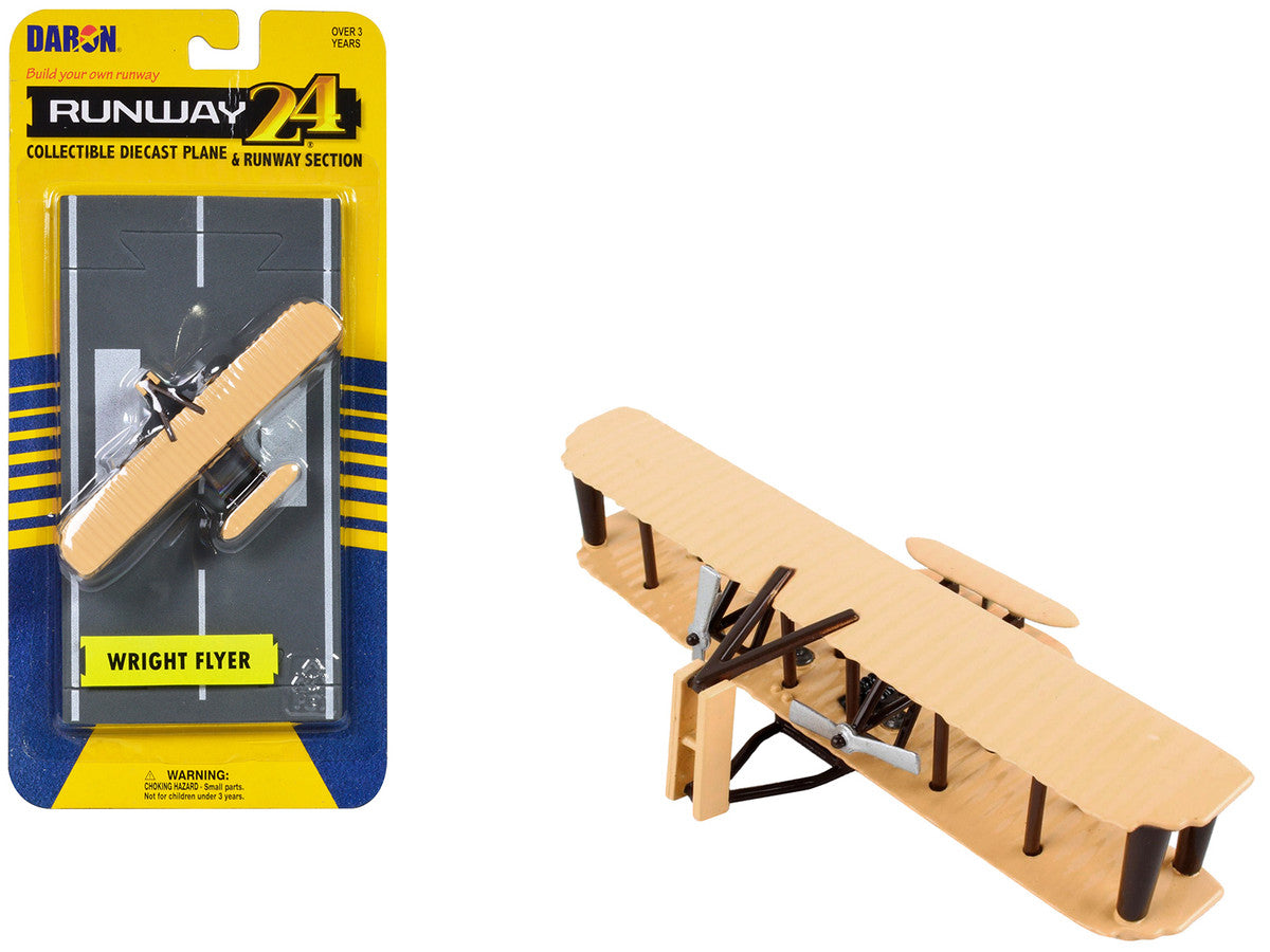 Wright Flyer Biplane Aircraft Beige with Runway Section Diecast Model Airplane by Runway24 LuxuryLifeWay Online Store