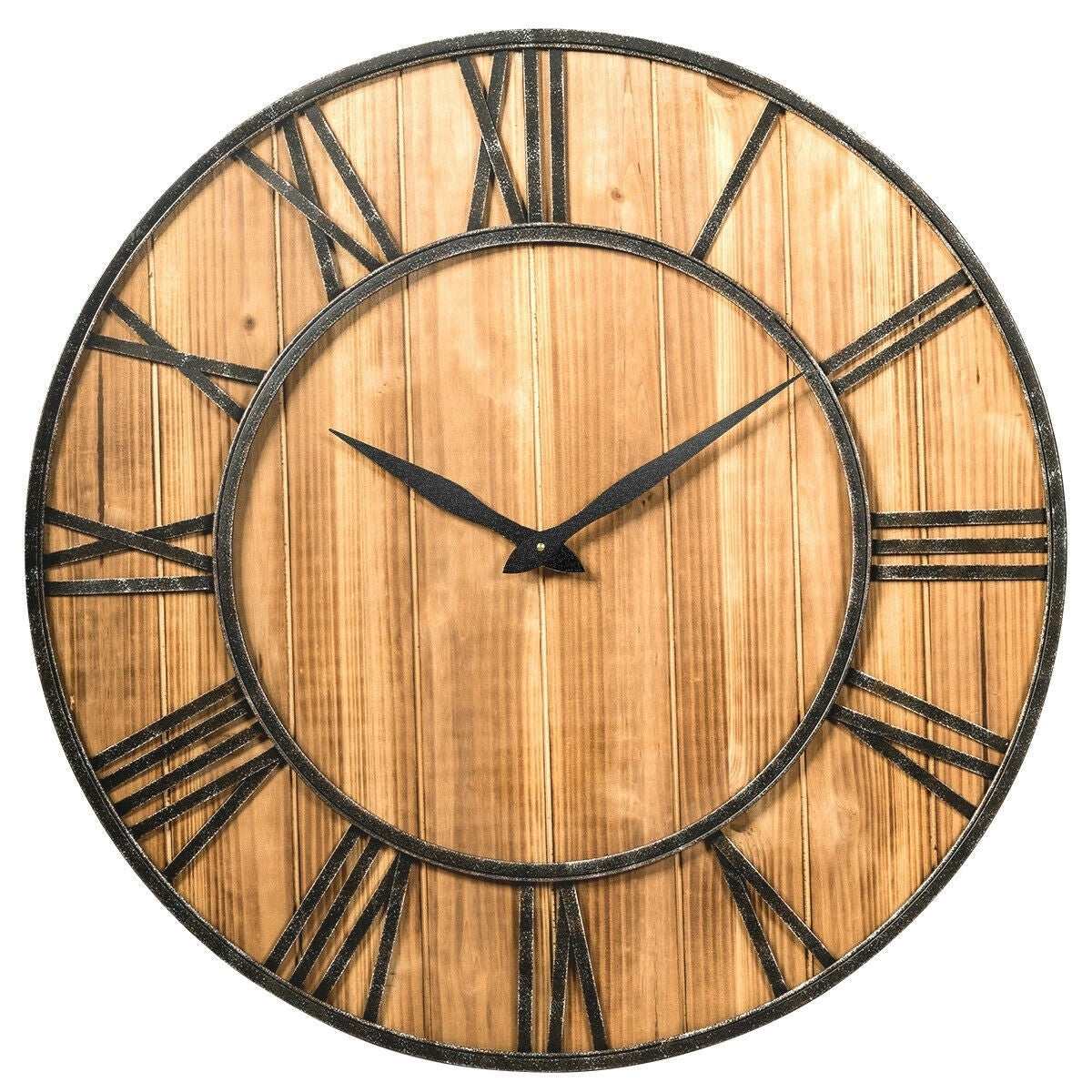 Round Wood 30-inch Roman Numeral Silent Wall Clock LuxuryLifeWay Online Store