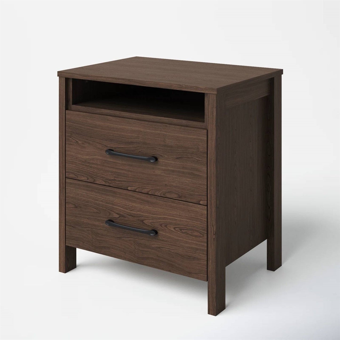 Modern 2-Drawer Nightstand Bedside Table in Brown Walnut Wood Finish LuxuryLifeWay Online Store