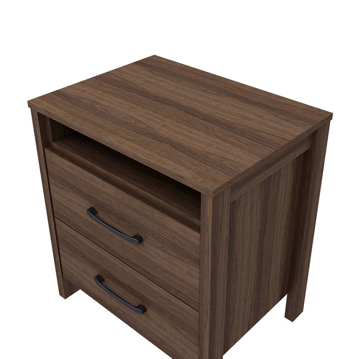 Modern 2-Drawer Nightstand Bedside Table in Brown Walnut Wood Finish LuxuryLifeWay Online Store