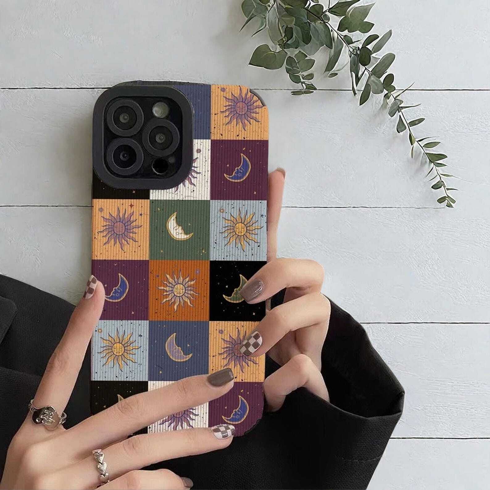 Moon and Sun Phone Case for iPhone 11 13 14 15 Pro Max - Celestial Design Soft Cover, Stylish and Protective Case for iPhone LuxuryLifeWay Online Store