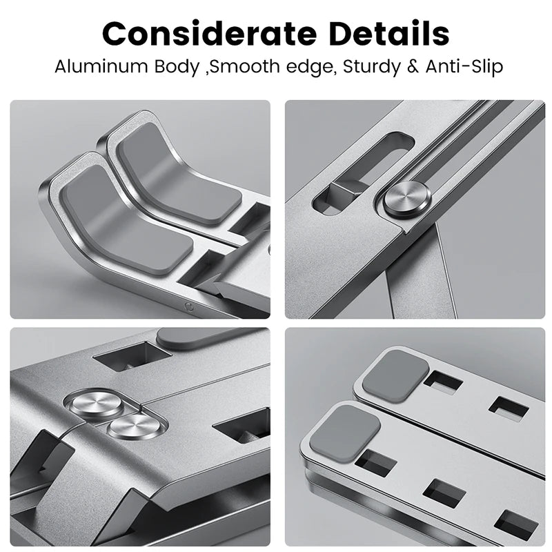 Aluminum Alloy Laptop Holder Stand Adjustable Foldable Portable for Notebook Computer Bracket Lifting Cooling Holder Non-slip Pi-Mart