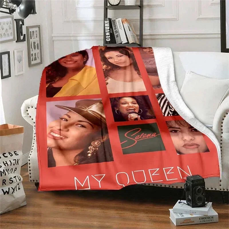 Selena Quintanilla Vintage Blanket Art Flannel Soft Warm Plush Blanket for Sofa Bed Bedroom Living Room Travel Picnic Blanket Pi-Mart
