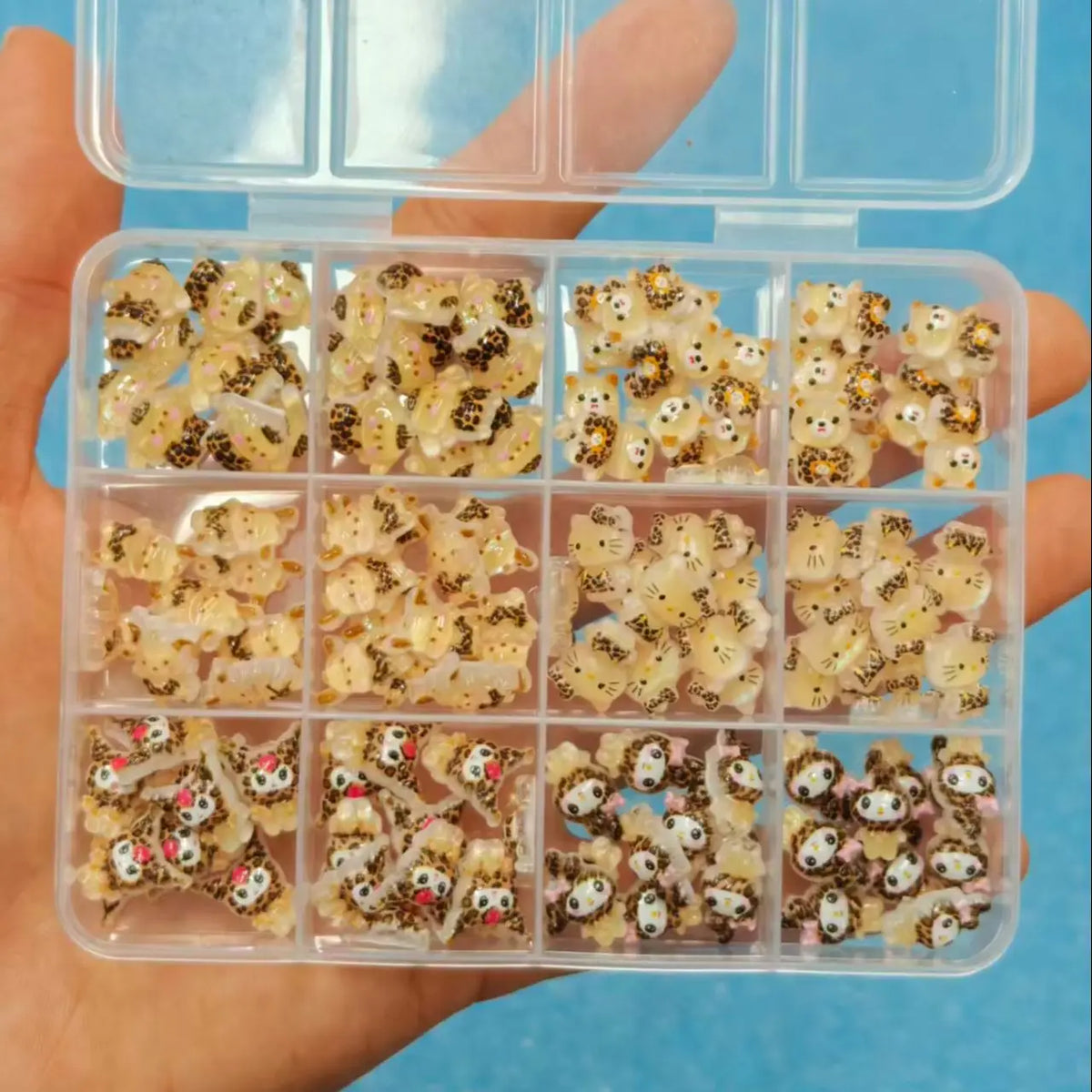 50Pcs Leopard Sanrio 3D Resin Nail Charms Mixed Kuromi My Melody Kitty Nail Parts DIY Manicure Decor Accessories Pi-Mart