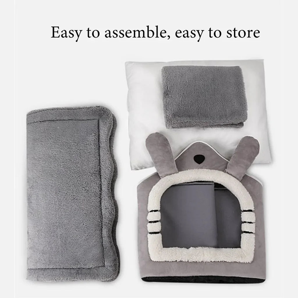 Winter Warm Foldable Pet House Detachable Washable Liner Comfort Kennel Bed for Small Medium Dogs and Cats Indoor Rest Nest Pi-Mart