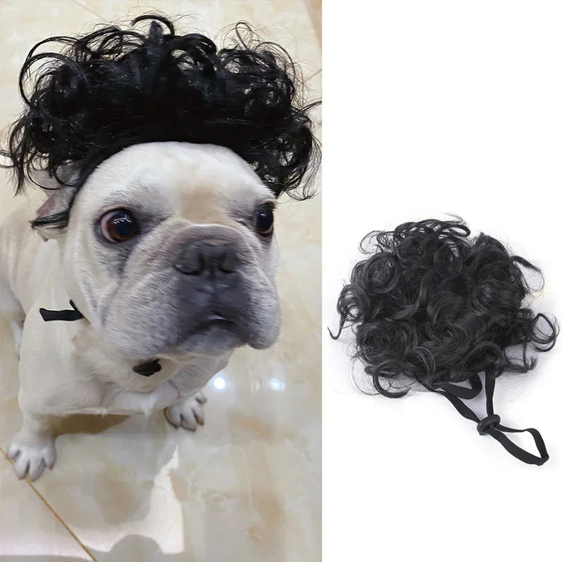 Pet Wigs Cosplay Props Dog Cat Cross-Dressing Hair Set Photography Funny Props Head Accessories Prank Pet Supplies Costumes DIY Pi-Mart