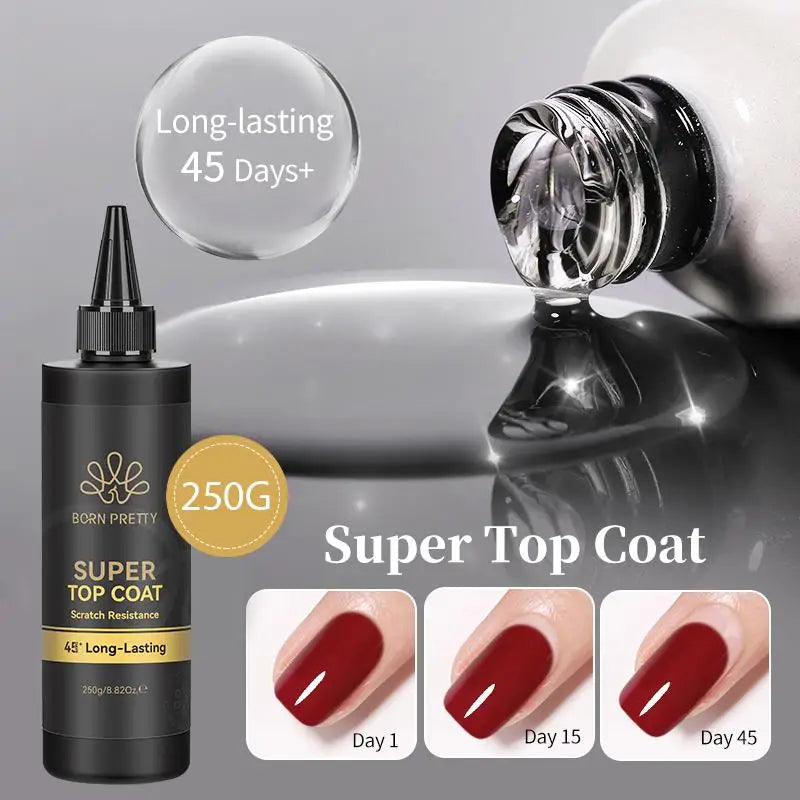 BORN PRETTY 250g Super Top Coat Professional Nail Art Soak Off Top Coat Long-lasting Anti-Stain Functional Gel Polish Tri Light Beauty