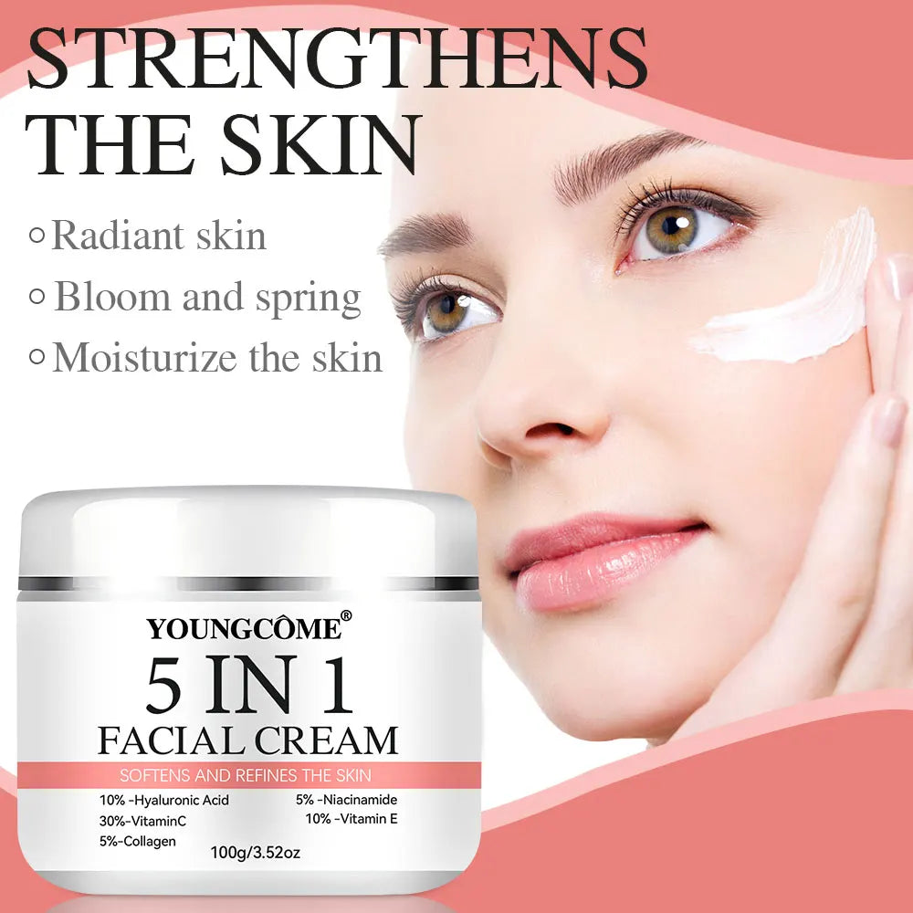 5 In 1 Fade fine lines Firming Face Serum Moisturizing brightning Vitamin C Hyaluronic Acid Facial Serum Shrink Pores Skin Care Pi-Mart
