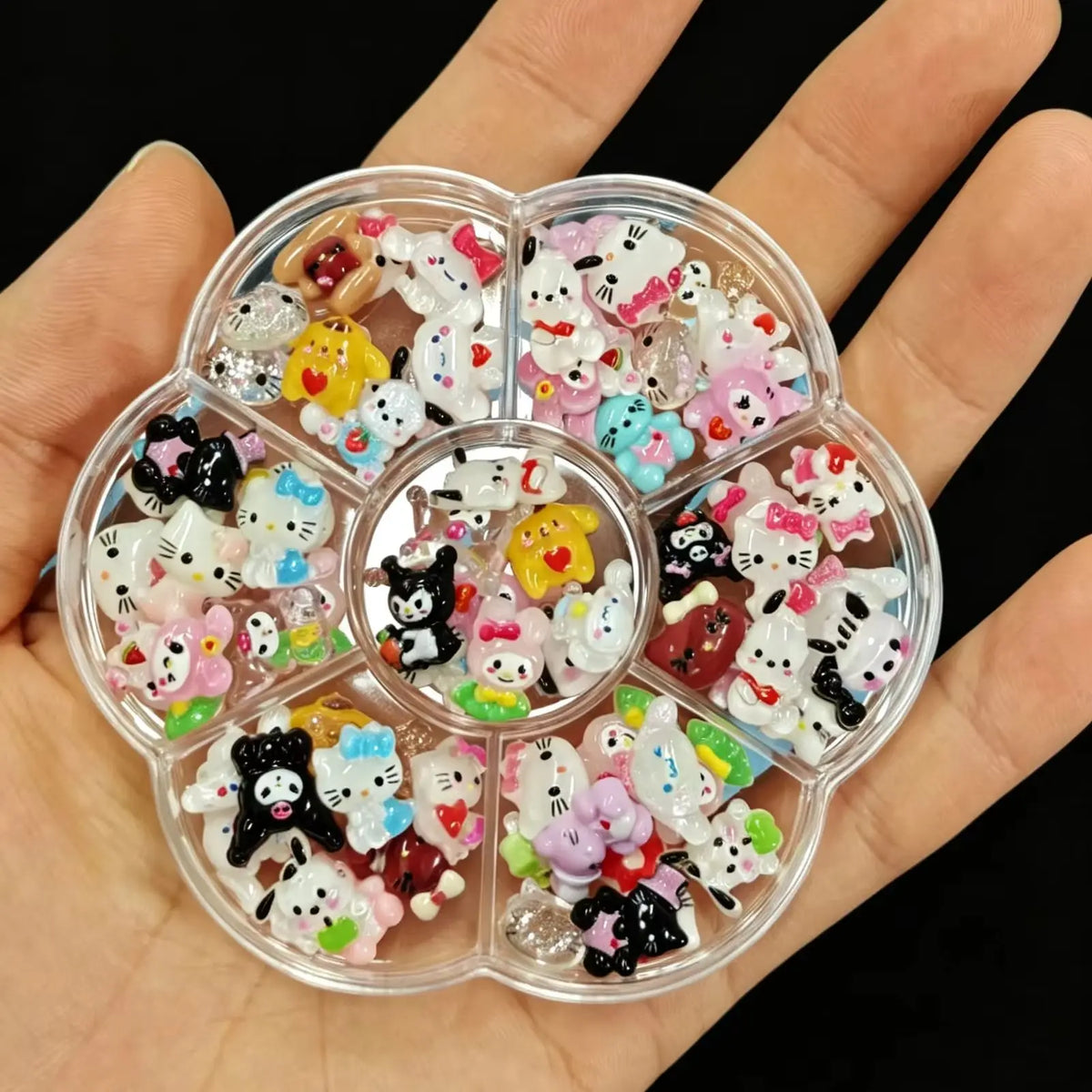 120PCS Box Mixed Hello Kitty 3D Nail Charms Cute Cartoon Resin Ornaments Kawaii DIY Nail Art Manicure Decor Accessories Pi-Mart
