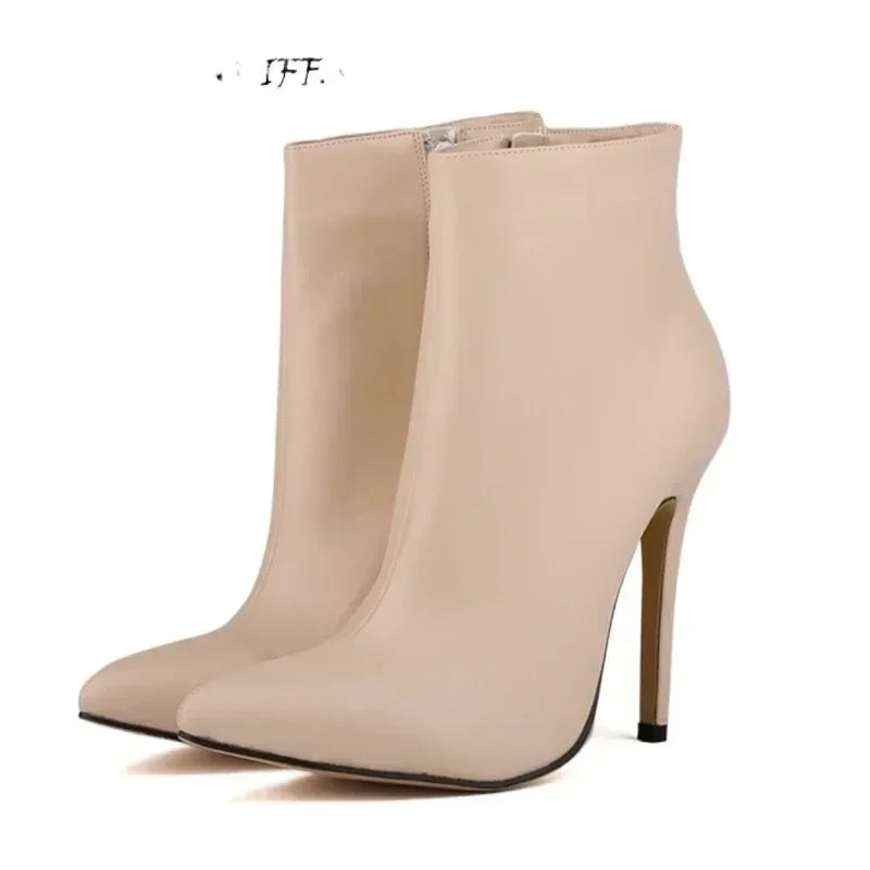 Women Short Boots Pumps Sexy Pointed Toe Side Zipper Super High Heels Stiletto 2026 Female Party Ankle Boot Shoes Botas De Mujer Pi-Mart