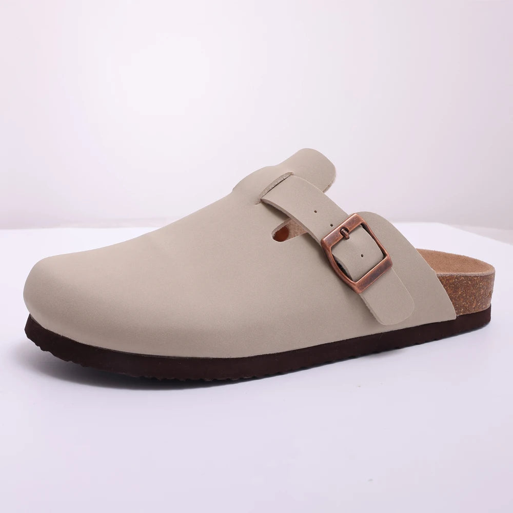 Comwarm Buckle Clogs For Women Men New Genuine Suede Clogs with Arch Support Soft Cork Footbed Mules Fashion Thick Beach Sandals Pi-Mart