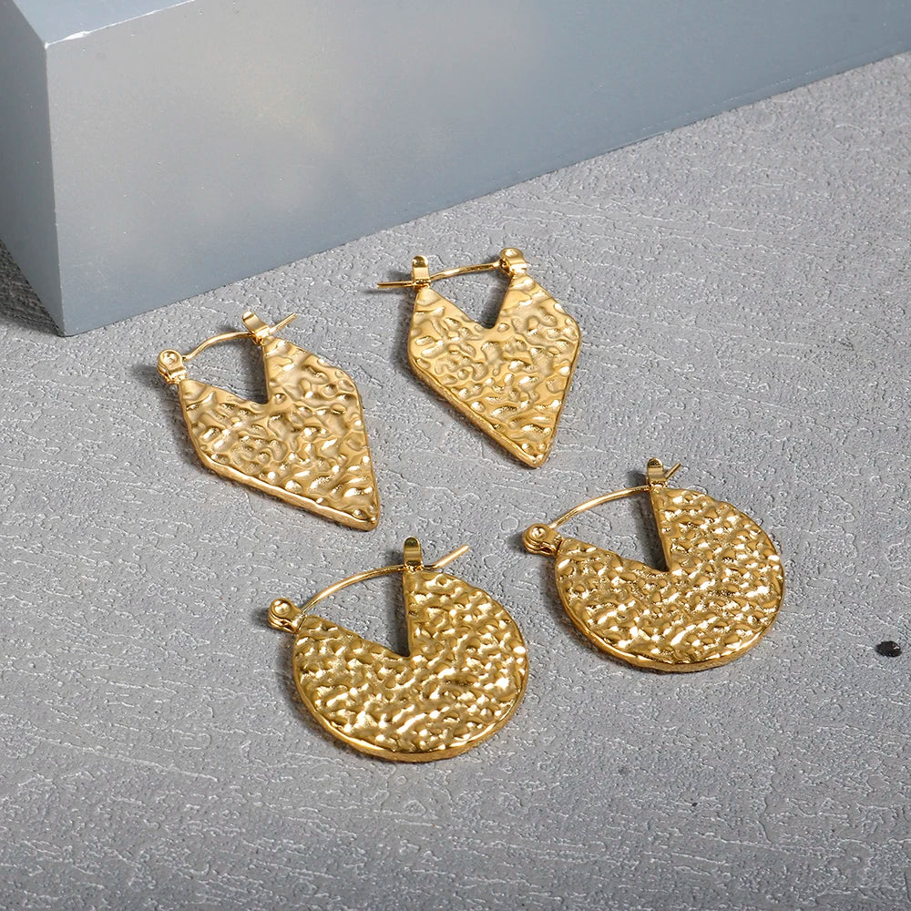 Shiny Zircon Hoop Earrings for Women Trendy Golden Stainless Steel Circle Earring Jewelry Pendientes Pi-Mart