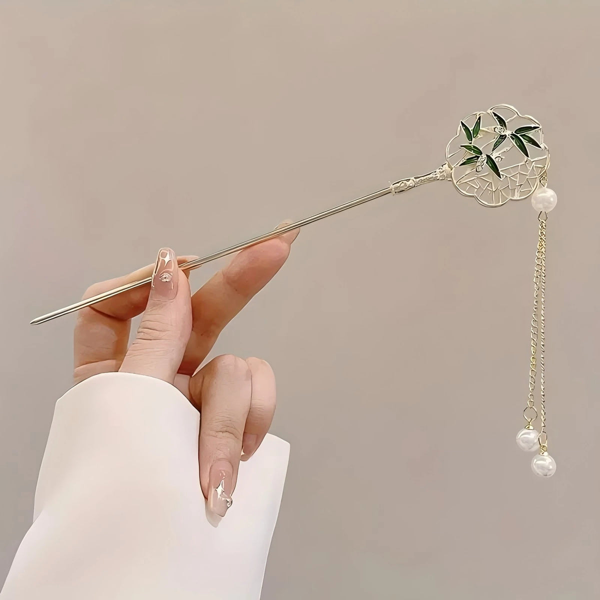 Elegant Chinese Style Hair Clip Tassel Hair Stick Traditional Floral Design Hairstyle Accessory Women Jewelry Hairpin Hairneedle Pi-Mart