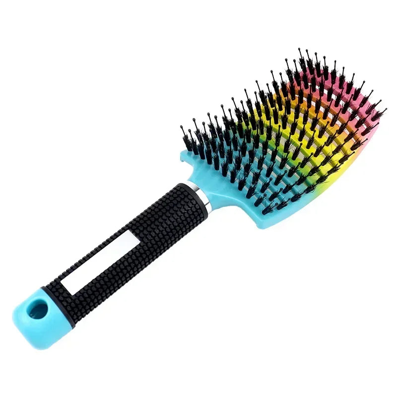 Hair Brush Exfoliating Hair Brush Bristle Women's Wet Curly Hair Comb Salon Hair Styling Tool，Special for Real Hair Wigs Pi-Mart