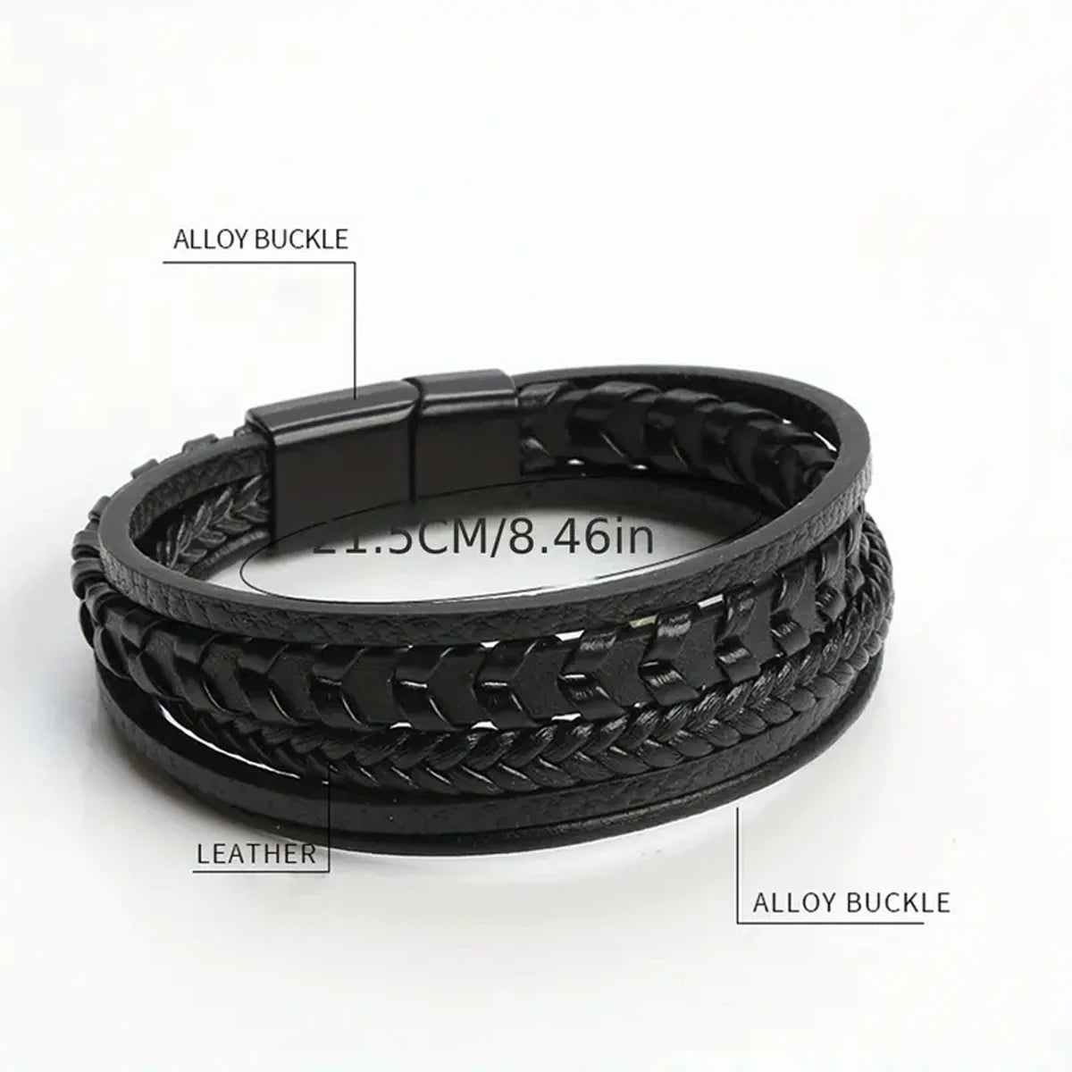1pc Fashion Accessories MEN'S Multi-layered Vintage Leather Rope Braided Bracelet Alloy Magnetic Buckle Bracelet Pi-Mart