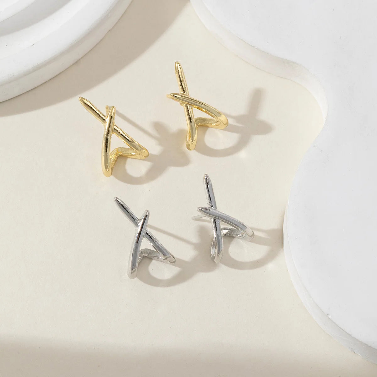 LATS Trendy Gold Color Cross Stud Earrings for Women Dainty Simple Minimalist Earring Fashion Jewelry Party Gifts Wholesale Pi-Mart