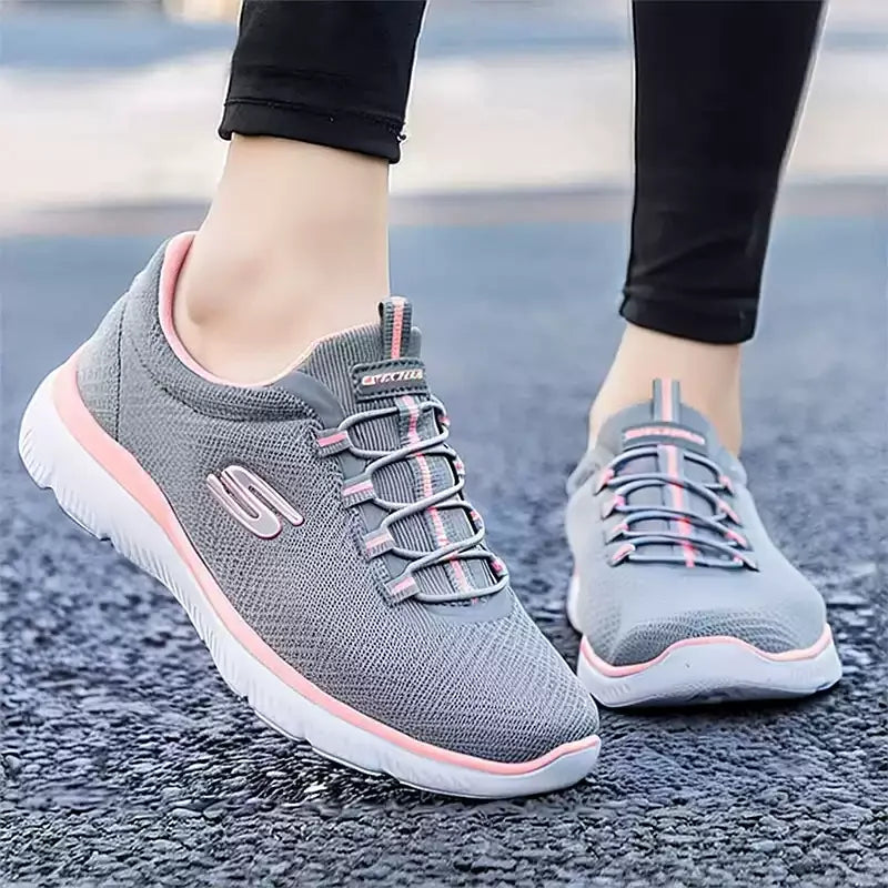 Skechers Women's Spring Shoes, Breathable Mesh Athletic Sneakers, Lightweight Running Shoes with Soft Soles 12980-GYPK Pi-Mart