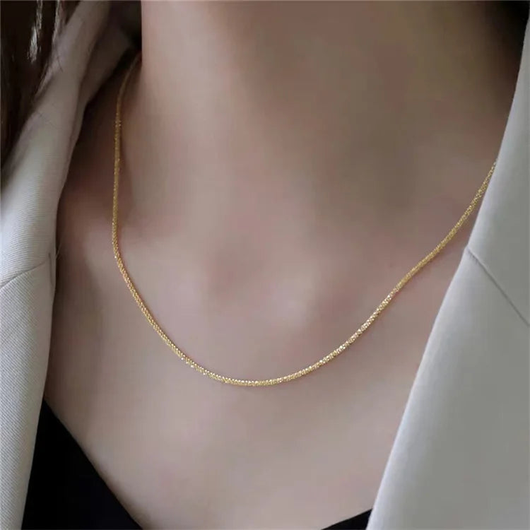 Trend Sparkling Silver Color Choker Necklace For Women Elegant Clavicle Chain Necklace Party Wedding Collar Jewelry Gifts Pi-Mart