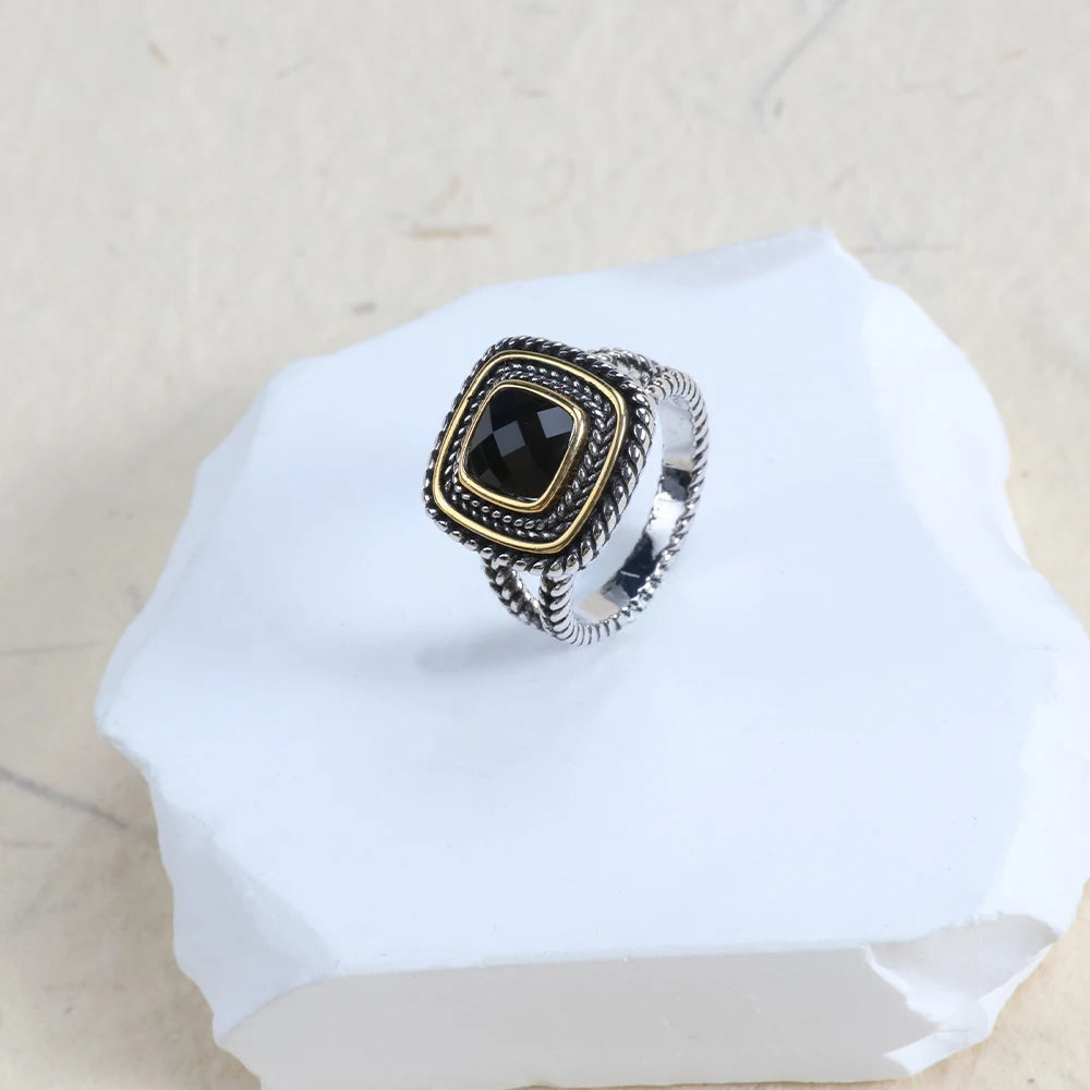 Designer Inspired Two Tone Statement Rings for Women 18K Gold Plated Fashion Brand Engagement Wedding Ring Pi-Mart