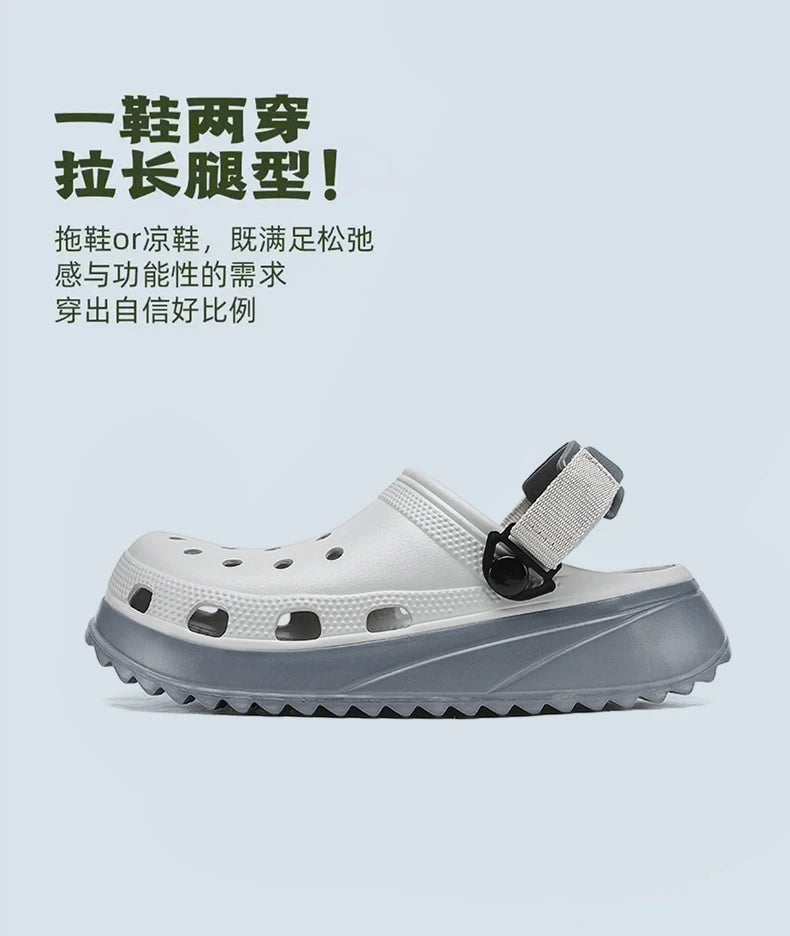 Casual Clogs Men 2026 New Trendy Summer Beach Sandals for Men Thick-bottom EVA Garden Shoes Closed-toe Fashion Slippers for Men Pi-Mart