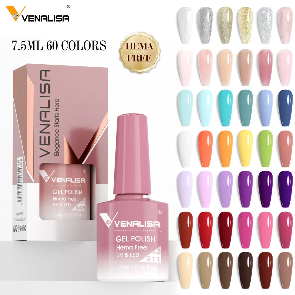Venalisa HEMA TPO FREE Nail Gel Polish Glitter Gorgeous Full Coverage Soak Off UV LED French Nail Jelly Pink Nude Collection Tri Light Beauty