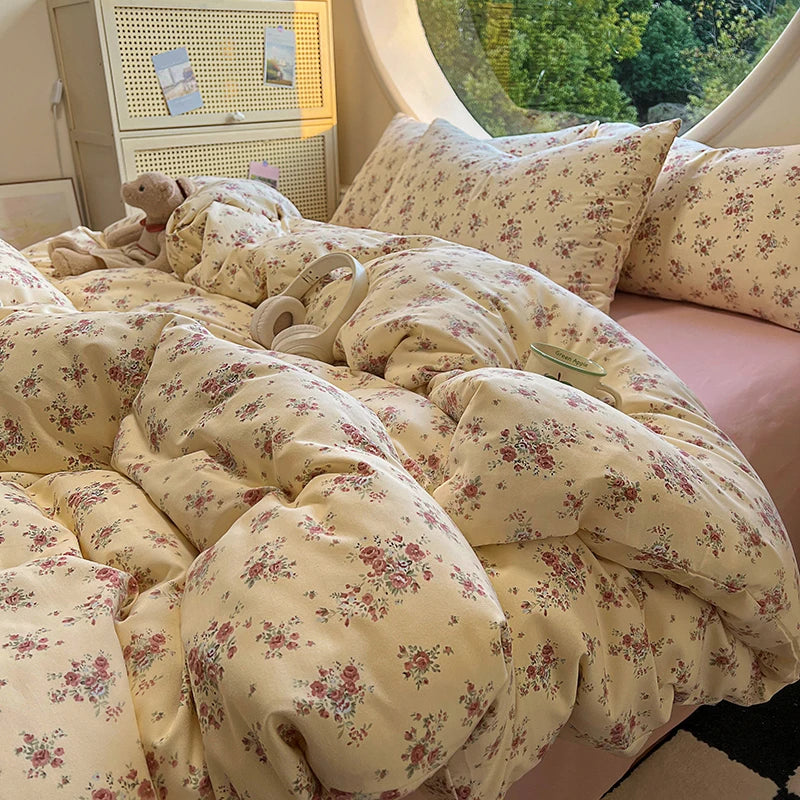 Floral Style Duvet Cover Soft Quilt Cover Single/Double/Queen Size Comforter Covers Girls Room Bedding (Pillowcase Need Order) Pi-Mart