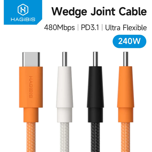 Hagibis USB C to USB C Cable Type-C 240W Fast Charging Cord Wedge Plug PD3.1 Charger Cable for iPhone 17 Pro Max Tablet Carplay Pi-Mart
