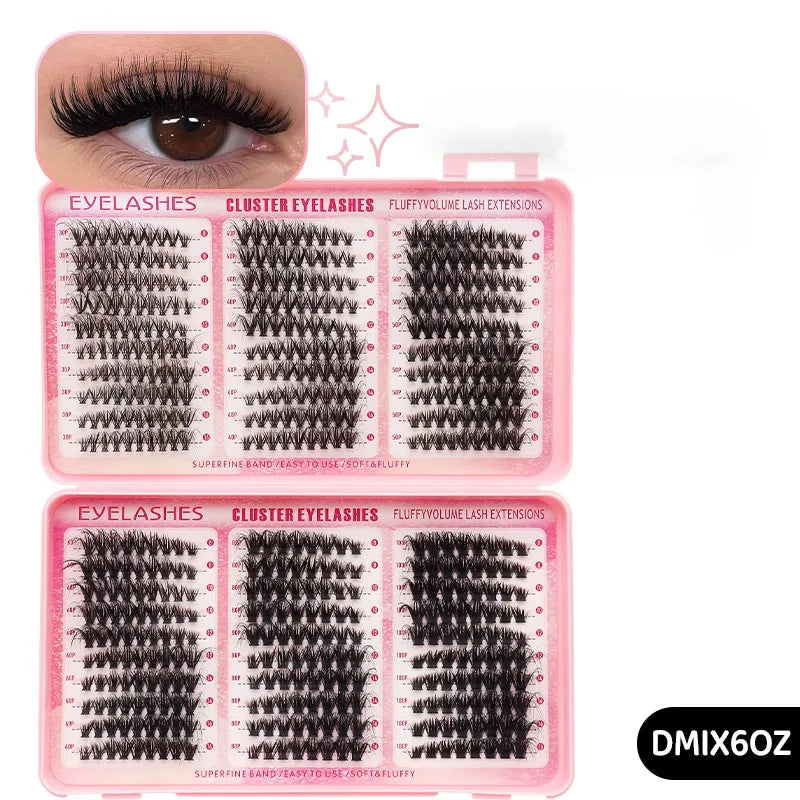 DINGSEN Eyelash Clusters Book Large Capacity Volume Individual Lashes Book Natural Long DIY Cluster Eyelash Extensions Makeup Pi-Mart