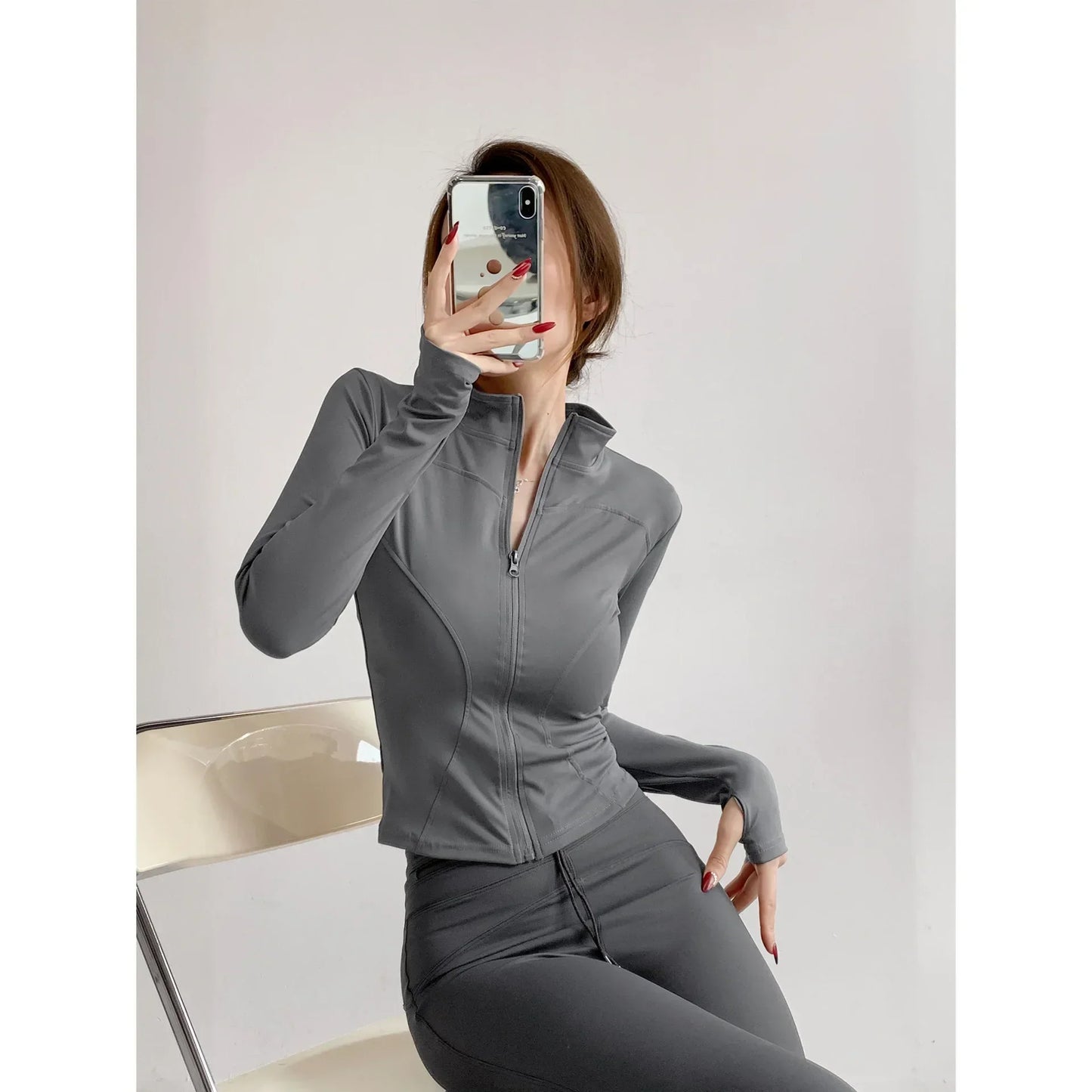 Sun Quick Drying Sports Coat Women's Tight Top Yoga Jacket Long Sleeve Zipper Jacket Running Fitness Women's Jacket S-3XL LadyShow.Store