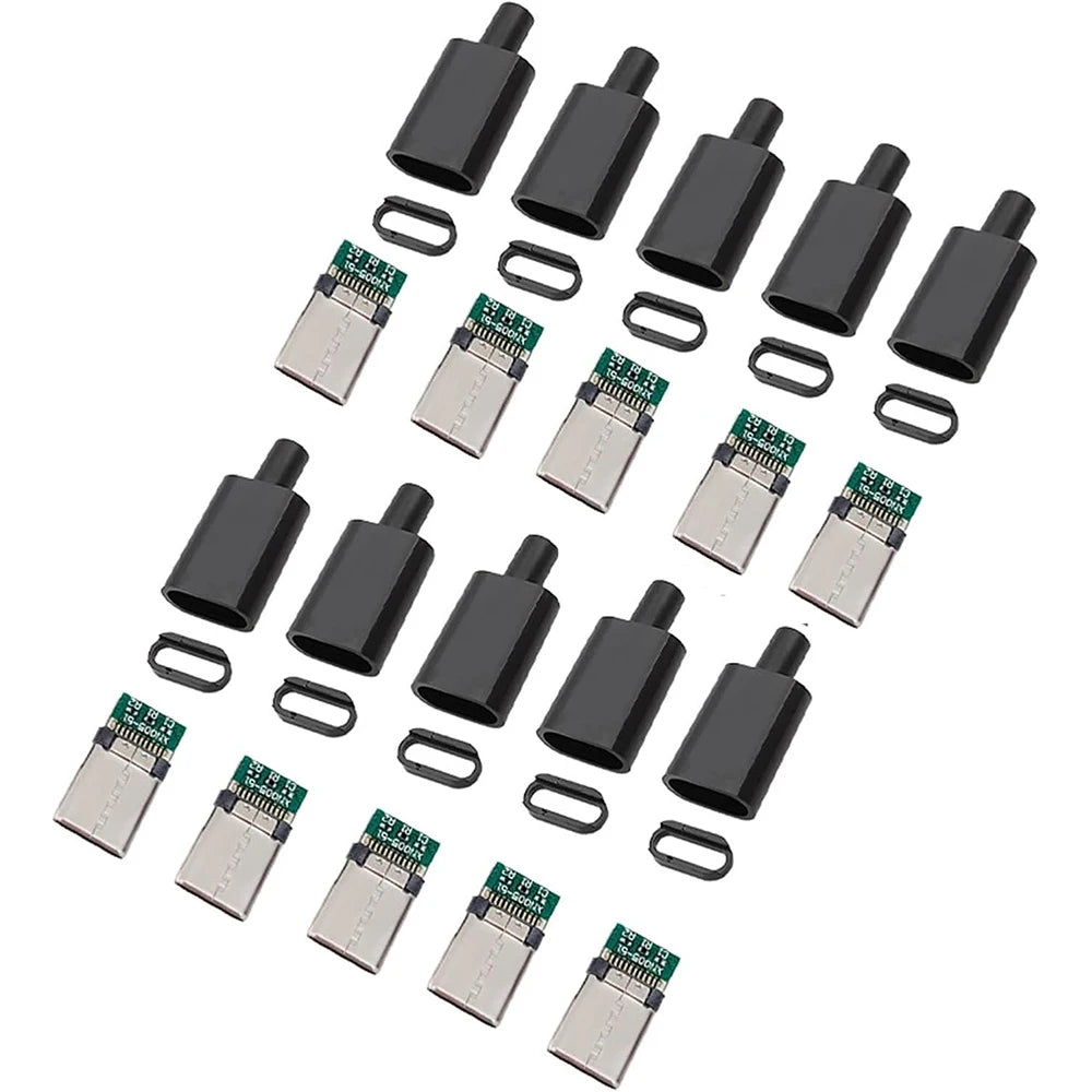 5/10 sets USB 3.1 Type C Connector Male Plug DIY Solder Wire USB C Male Adapter Cable for DIY Data Line Interface Male Socket Pi-Mart