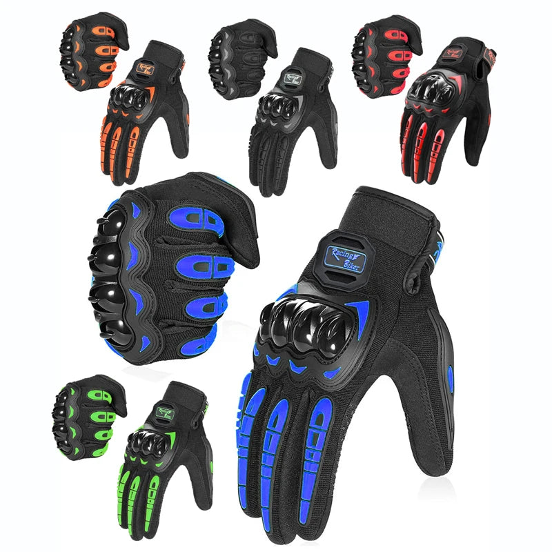 Motorcycle Racing Gloves Fall Protection Men Summer Motocross Protective Gear Breathable Blue Red Grip Palm ﻿ Pi-Mart
