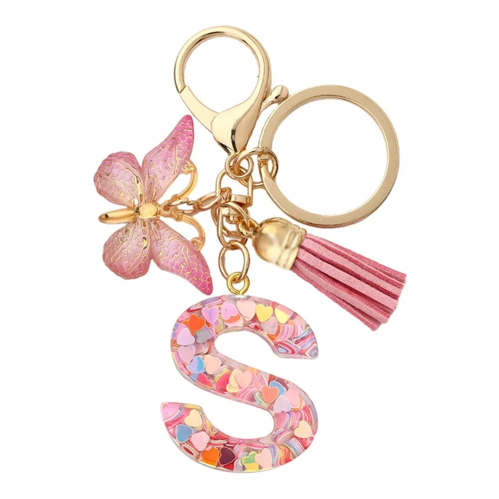 Fashion DIY A-Z Letters keychain Metal Holder Pendent Key Chain Women Car Key Ring Simple Letter Name Key Party Gift Jewelry Pi-Mart