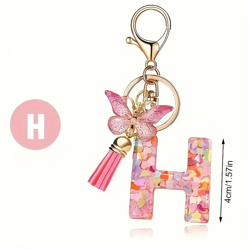 Fashion DIY A-Z Letters keychain Metal Holder Pendent Key Chain Women Car Key Ring Simple Letter Name Key Party Gift Jewelry Pi-Mart